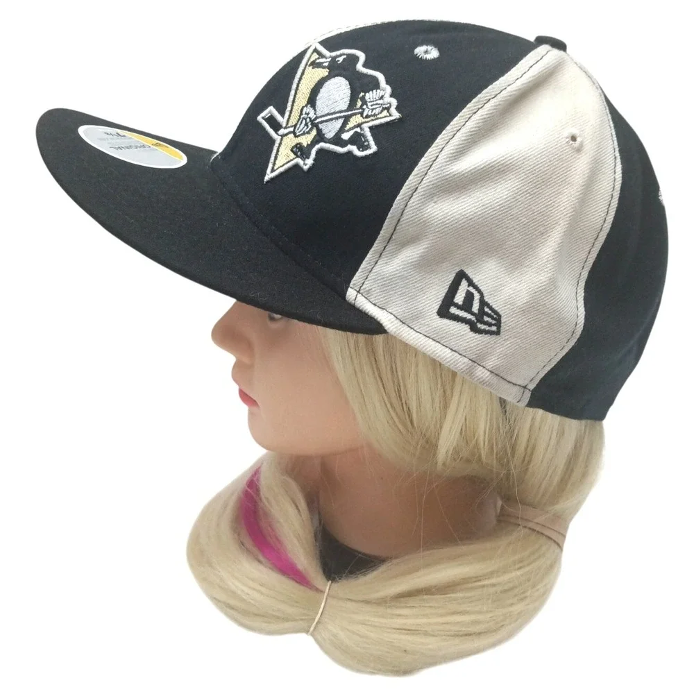 Pittsburgh Penguins New Era 59FIFTY Fitted Hat Cap NHL Hockey Black/ White 7 5/8